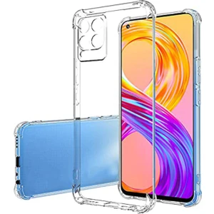 Caseart Realme 8 Kapak Kamera Korumalı Airbag Antishock Köşe Korumalı Şeffaf Silikon Kılıf