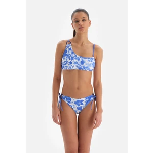 Mavi - Beyaz Spagetti Bikini Alt