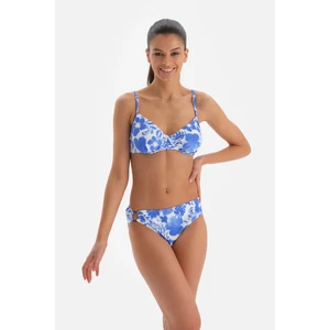 Mavi - Beyaz Toparlayıcı Balenli Bikini Üst