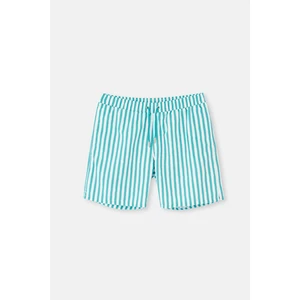 Yeşil-Beyaz Çizgili Mini Şort