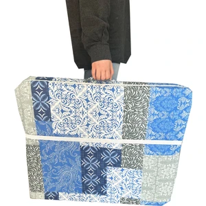 Vip Home Concept Tek Kişilik Katlanır Yer Yatağı Sünger Yatak 70X180X6 Cm-Mavi Etnik