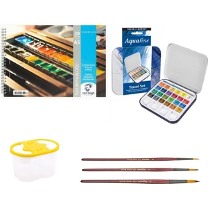 Daler Rowney Profesyonel Aquafine Sulu Boya Seyahat Seti 24 Yarım Boy Metal Kutu