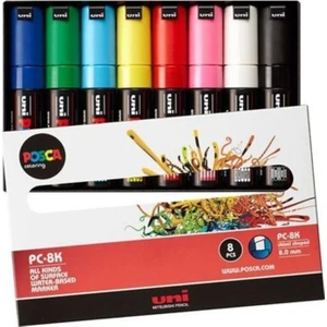 Uni Posca Su Bazlı Marker Pc-8k 8'li - Ana Renkler