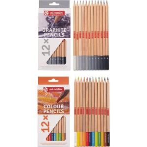 Art Creation Eskiz Başlangıç Seti 12'li Grafit Dereceli Kalem ve 12'li Renkli Kuru Boya Seti