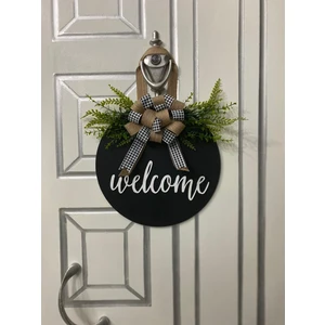 Hobi 55 Kapı Süsü Welcome Siyah Hediyelik Yapraklı Boş 57