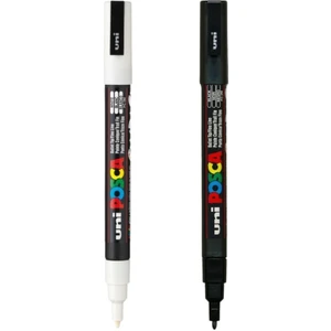 Posca Marker Kalem Pc-3m (0.9-1.3mm) 2'li Set Siyah ve Beyaz