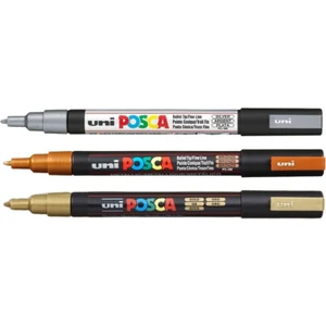 Posca Marker Kalem Pc-3m (0.9-1.3mm) Metalik Renkler 3'lü Set