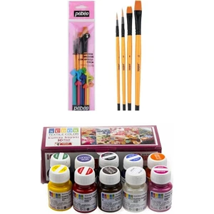 Kumaş Boyama Seti 10 x 25 Ml. Pebeo Fırça (Set 5)