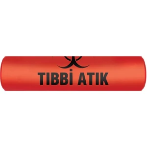 Eymar Market Tıbbi Atık Torbası Orta Boy 55 x 60 cm 300 gr 10 Lu Rulo x 5 Paket = 50 Adet (Kırmızı-Siyah Baskılı)