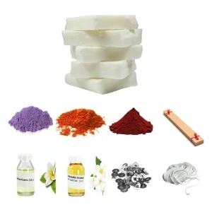 Soya Wax Başlangıç Mum Yapım Seti-5, Mor-Turuncu-Kirmizi Mum Boyası- Vanilya ve Yasemin Esansı