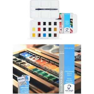Van Gogh Tablet Sulu Boya (12+3) 15  Renk Defter Hediyeli
