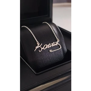 Satürn Silver Gümüş Atatürk Imzalı Kolye