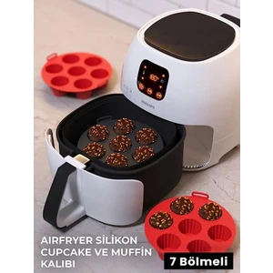Airfryer Silikon Kek Pişirme Kalıbı 7 Bölmeli 20x5 Cm, Silikon Cupcake Kek Pişirme Kabı Muffin Fırın Kalıbı 20 X 5 Cm, Siyah