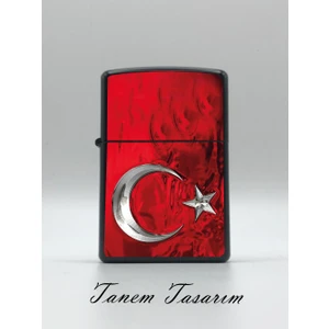 Türk Bayrağı - Benzinli Metal Çakmak Uv Baskı