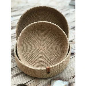 Hasır Sepet Takımı,jüt Halat Sepet,banyo Organizeri %100 Doğal Dikişli 3 Adet 14X16X18 cm