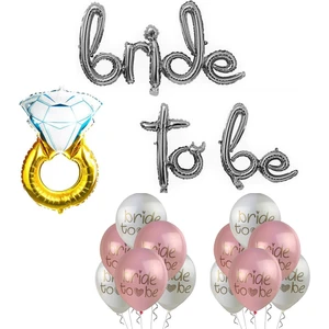 Patladı Gitti Bride To Be Balon Set; Baskılı Balon,  Folyo ve Tek Taş Yüzük