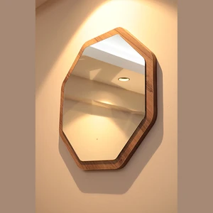 Klt Modüler Dekoratif Ceviz Ayna, Antre, Koridor, Salon, Mutfak, Banyo, Wc, Ofis Aynası 45 cm 8 Gen