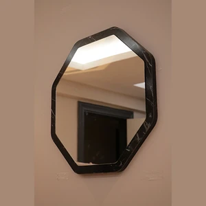 Klt Modüler Dekoratif Ayna Siyah Mermer Desenli Dekoratif Salon Antre Mutfak Banyo Hol Wc Ofis 60 cm