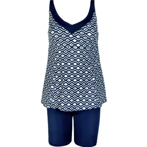 Kadın Lacivert Geometrik Desenli Tankini Takımı