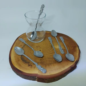 Paslanmaz Dekoratif Çay Kaşığı 6 Adet Gül Saplı Çay Kaşığı 11 cm
