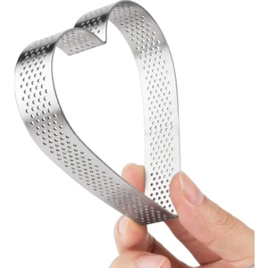 Nar Kalıp Narkalıp Kalp Şeklinde  Delikli Trat Kalıbı 4 Lü Çap-8 Cm