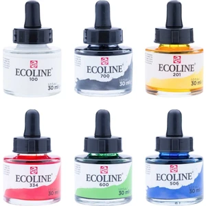 Ecoline Sıvı Suluboya Mürekkep 30ML 6'lı Set Ana Renkler