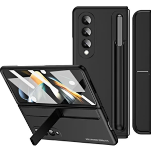 Samsung Galaxy Z Fold4 5g Gizli Kickstand Katlama Telefon Kılıfı Sert Pc Kalem Yuvası Temperli Cam Ekran Film ile Anti Damla Kapak (Yurt Dışından)