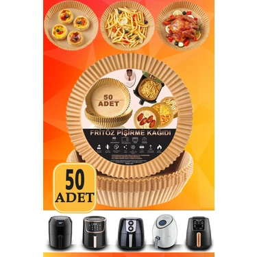 Milae Airfryer Xl Xxl Pişirme Kağıdı 50 Adet 16CM Yuvarlak Çift Taraflı Yağlı Kağıt Philips