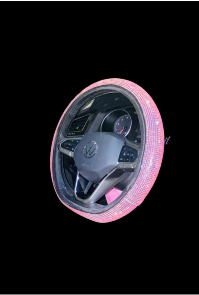 Arabasına Aşıklar Kulübü Pembe Taşlı Direksiyon Kılıfı 38-40 cm