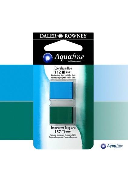 Aquafine 2li Sulu Boya Tableti 112 Coeruleum Blue Hue - 157 Transparent Turqouise
