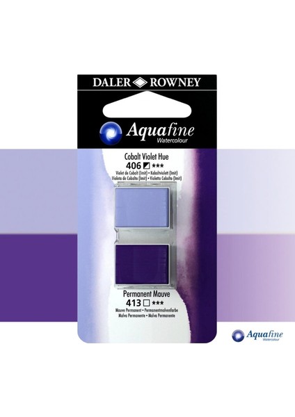 Daler Rowney Aquafine 2li Sulu Boya Tableti 406 Cobalt Violet Hue - 413 Permanent Mauve