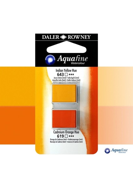 Aquafine 2li Sulu Boya Tableti 643 Indian Yellow Hue - 619 Cadmium Orange Hue