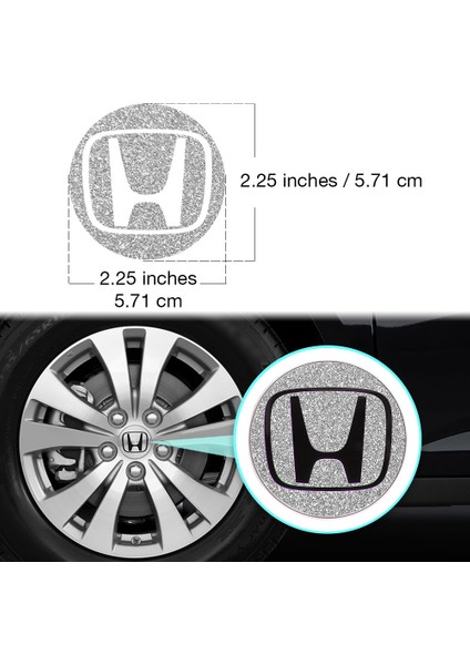 Honda Civic Accord Crv Vtec Si Için Jant Logosu Iç ve Dış Sticker Set Jant Kapak Çapı: 2.25 Inch
