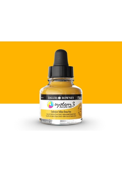 System 3 Sıvı Akrilik Mürekkep Boya 29.5ml 618 Cadmium Yellow Deep Hue