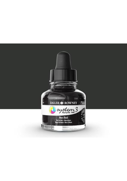 System 3 Sıvı Akrilik Mürekkep Boya 29.5ml 036 Mars Black