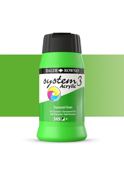 System 3 Akrilik Boya 500ML 349 Fluoro Green