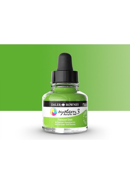 System 3 Sıvı Akrilik Mürekkep Boya 29.5ml 349 Flourecent Green