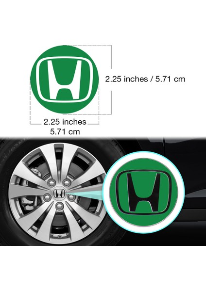 Honda Civic Accord Crv Vtec Si Için Jant Logosu Iç ve Dış Sticker Set Jant Kapak Çapı: 2.25 Inch