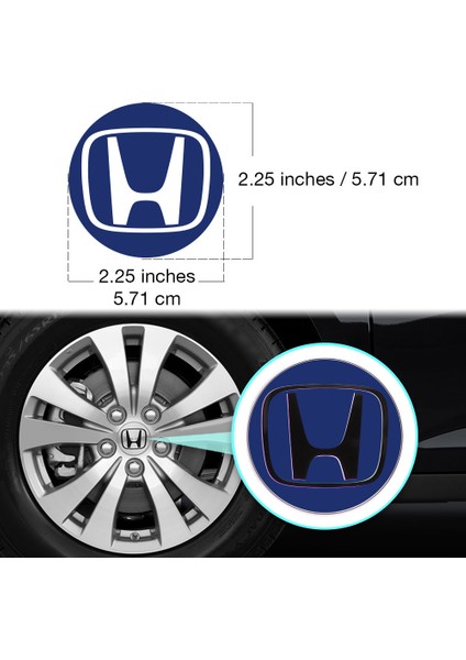 Honda Civic Accord Crv Vtec Si Için Jant Logosu Iç ve Dış Sticker Set Jant Kapak Çapı: 2.25 Inch