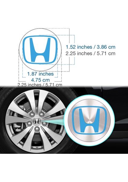 Honda Civic Accord Crv Vtec Si Için Jant Logosu Iç ve Dış Sticker Set Jant Kapak Çapı: 2.25 Inch fiyatları