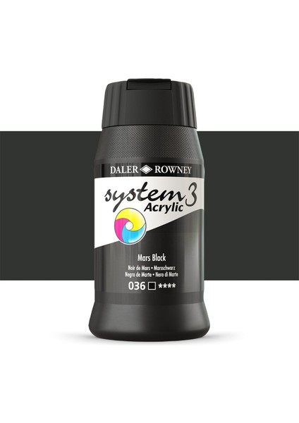 System 3 Akrilik Boya 500ML 036 Mars Black