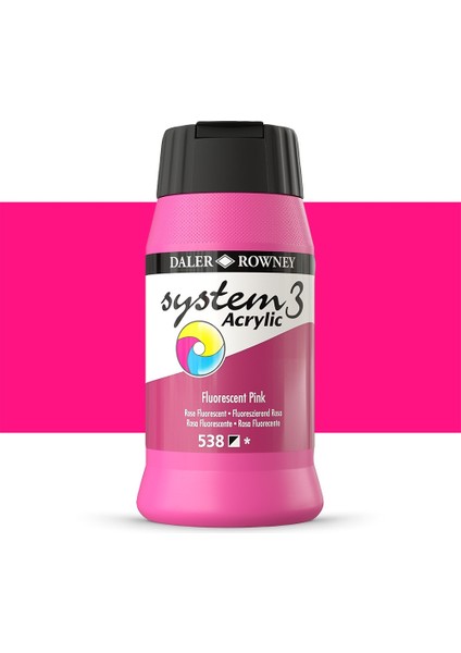 System 3 Akrilik Boya 500ML 538 Fluoro Pink