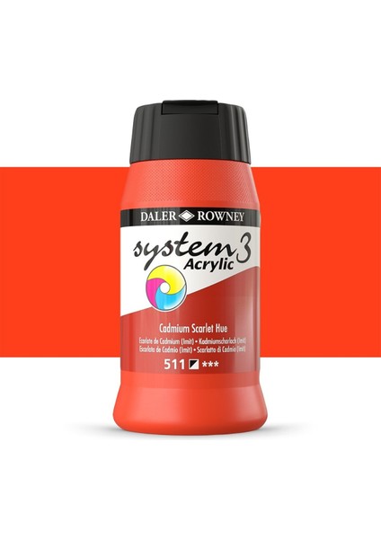 System 3 Akrilik Boya 500ML 511 Cadmium Scarlet Hue