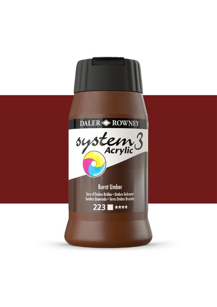 System 3 Akrilik Boya 500ML 223 Burnt Umber