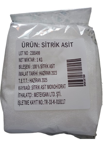 Sitrik Asit E330 1 Kg( Öğütülmüş Limontuzu )