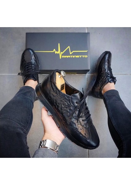Hakiki Deri Siyah Erkek Ayakkabı Düz Tabanlı Günlük Kullanıma Uygun Konforlu Model fiyatları