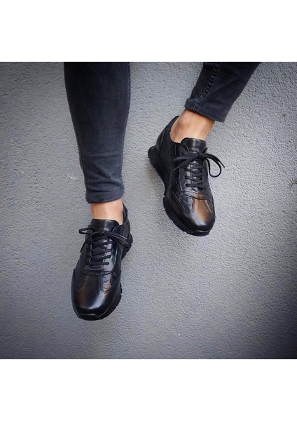 Hakiki Deri Siyah Erkek Ayakkabı Düz Tabanlı Günlük Kullanıma Uygun Konforlu Model modelleri