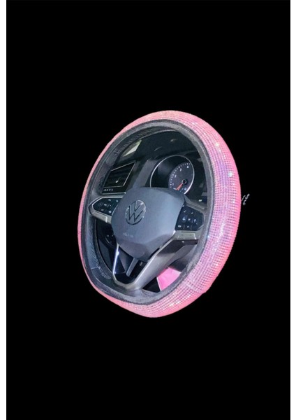 Pembe Taşlı Direksiyon Kılıfı 38-40 cm