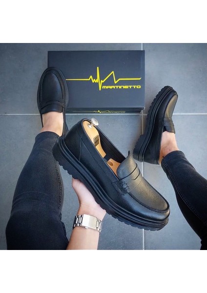 Yeni Sezon Hakiki Deri Siyah Günlük Erkek Ayakkabı