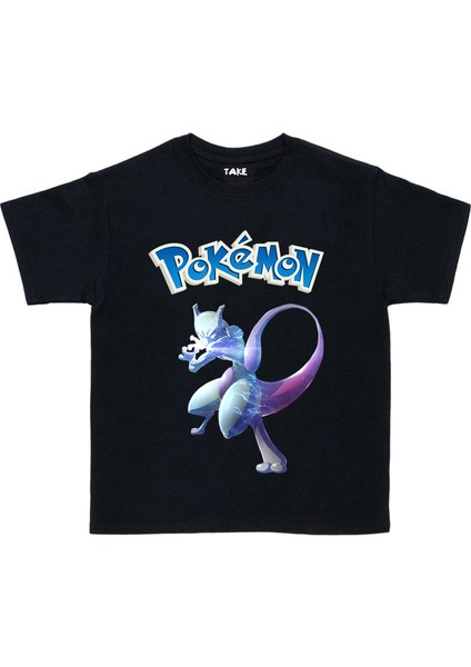 Pokemon Mew Two Çocuk Tişört Siyah Unisex